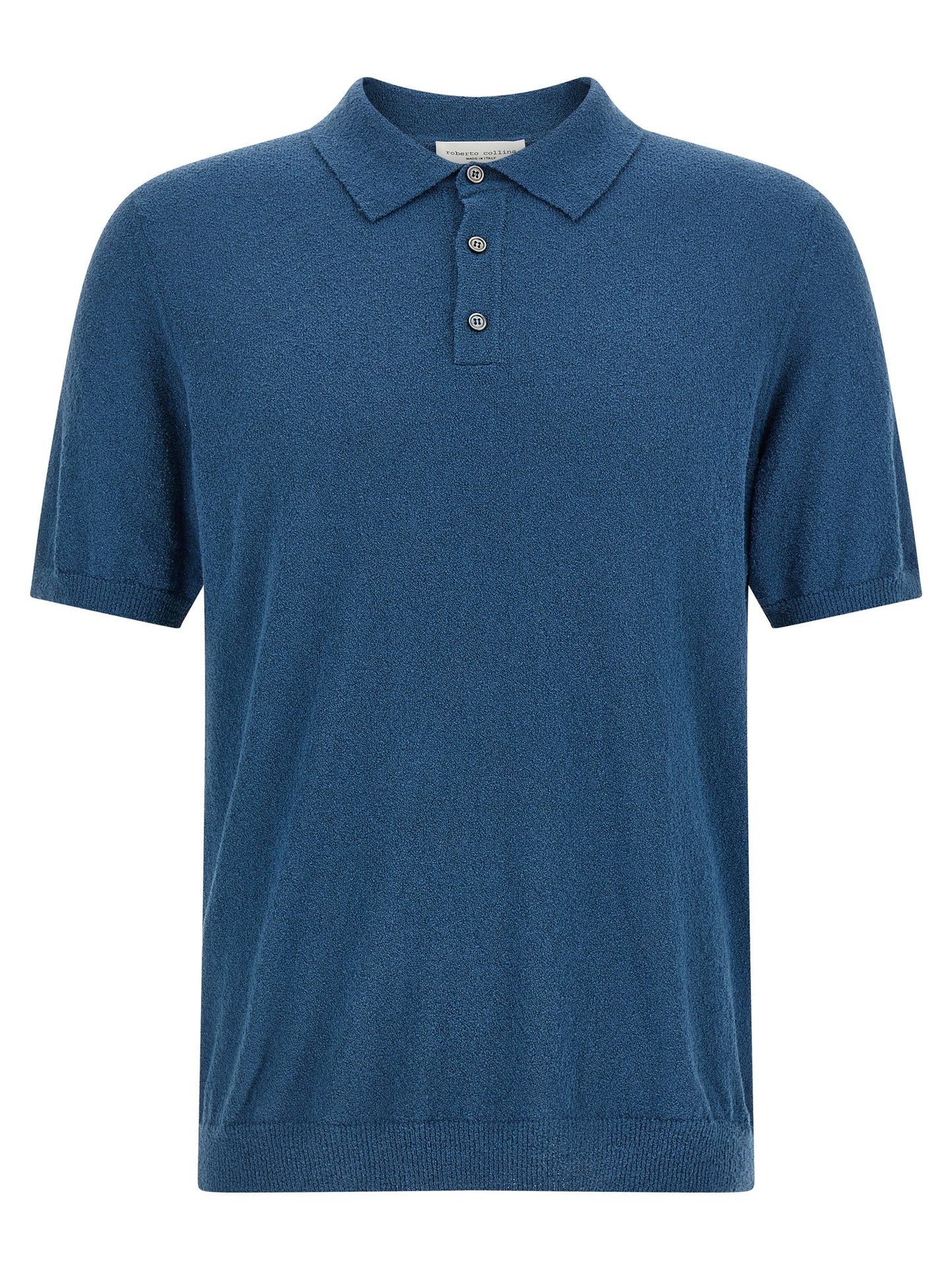 Polo Shirt by Roberto Collina for men in plush cotton & polyamide blue showcases a enviable silhouette, featuring a refined and short-sleeve for a enviable finish.