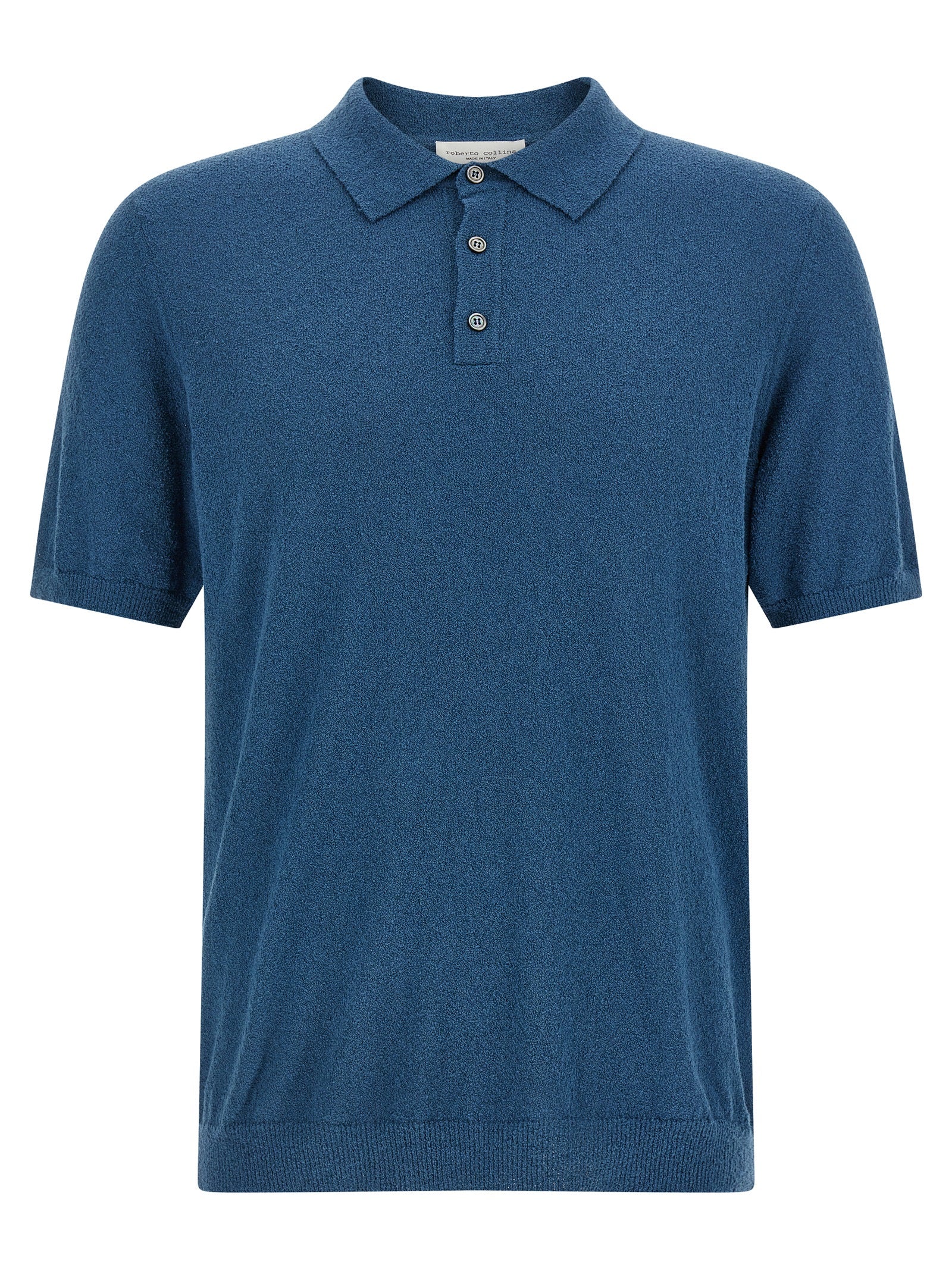 Polo Shirt by Roberto Collina for men in plush cotton & polyamide blue showcases a enviable silhouette, featuring a refined and short-sleeve for a enviable finish.