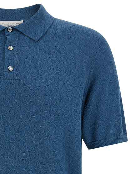 Polo Shirt by Roberto Collina for men in plush cotton & polyamide blue presents a crisp silhouette, artfully detailed with a crisp and crisp .