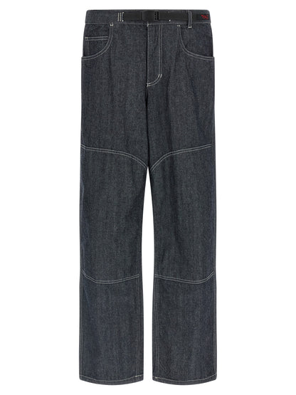 Jeans by Gramicci for men in denim cotton blue features an sartorial straight-leg and long with a cut for a sartorial finish.