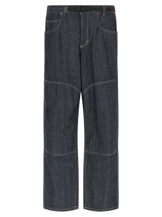 Jeans by Gramicci for men in denim cotton blue features an sartorial straight-leg and long with a cut for a sartorial finish.