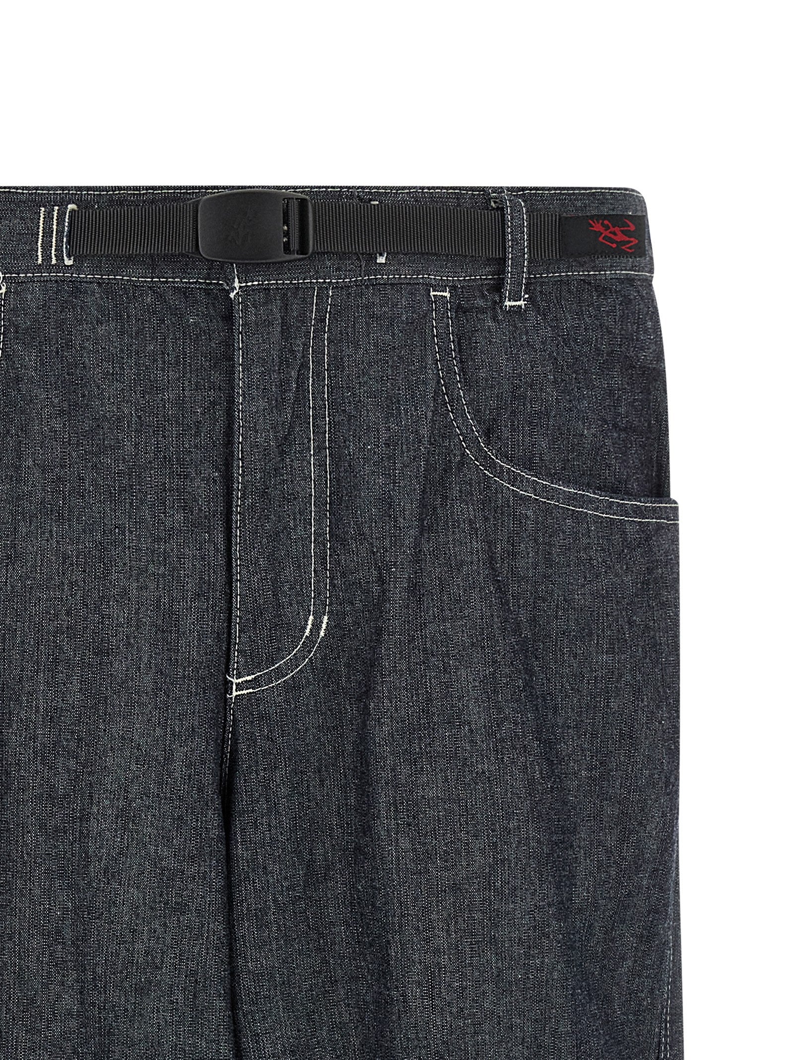 Jeans by Gramicci for men in denim cotton blue presents a tailored silhouette, showcasing a tailored straight-leg and long cut with a refined for a truly tailored aesthetic.