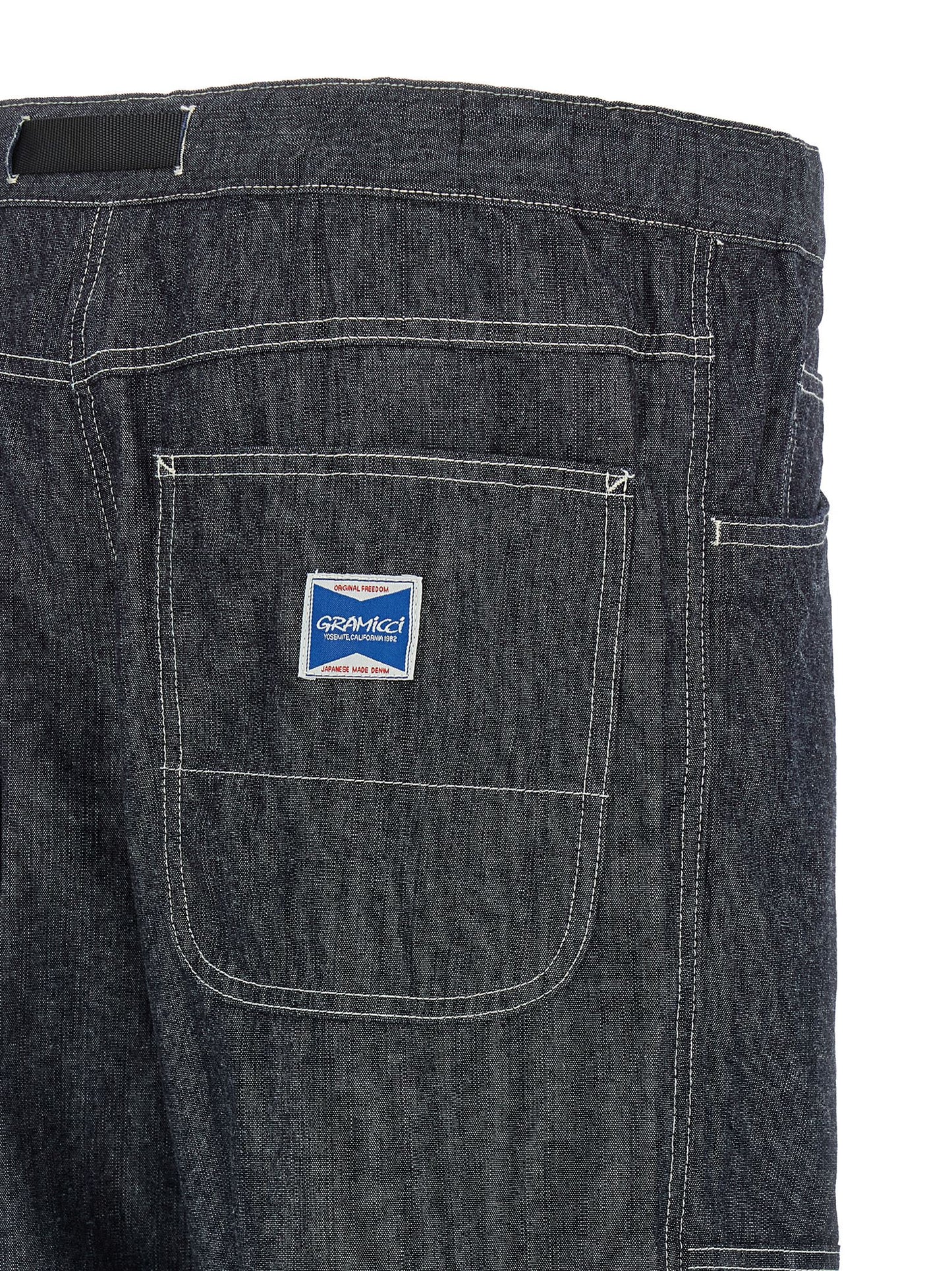 Jeans by Gramicci for men in denim cotton blue features an refined tailoring silhouette, showcasing a premium straight-leg with a and long cut for a refined tailoring look.