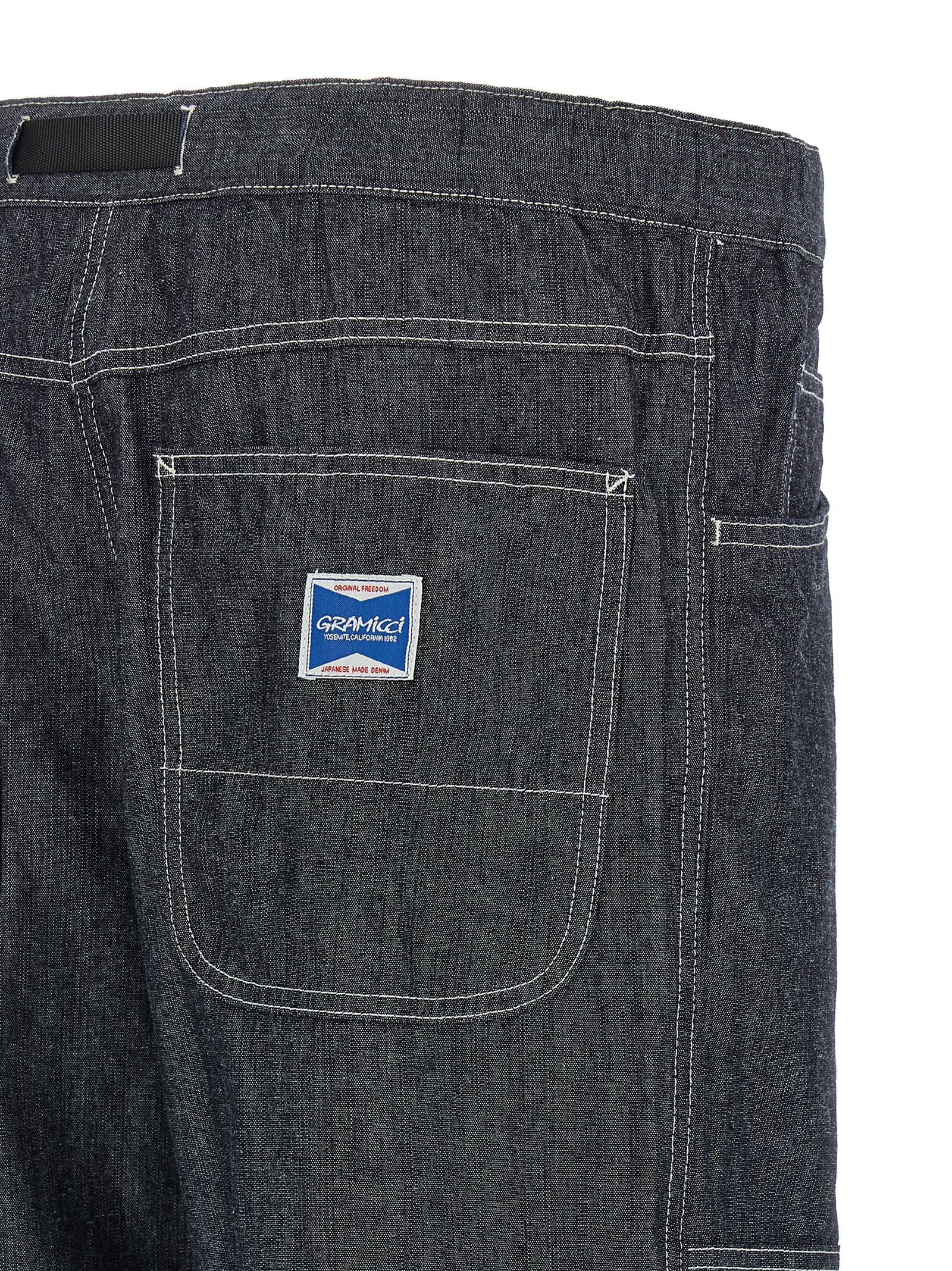 Jeans by Gramicci for men in denim cotton blue features an refined tailoring silhouette, showcasing a premium straight-leg with a and long cut for a refined tailoring look.