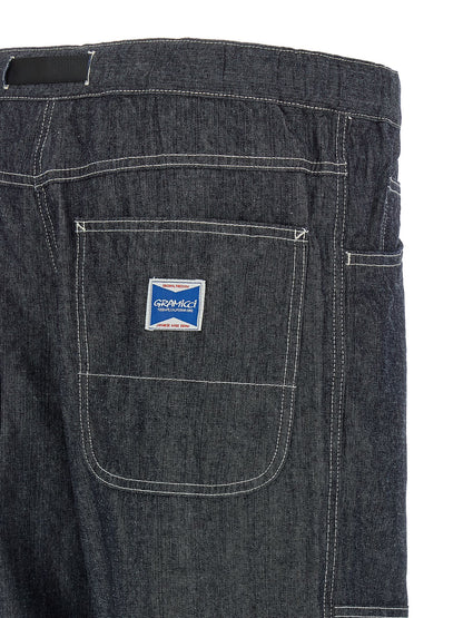 Jeans by Gramicci for men in denim cotton blue features an refined tailoring silhouette, showcasing a premium straight-leg with a and long cut for a refined tailoring look.