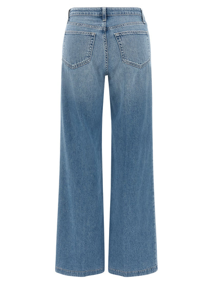 Jeans by L'Agence for women in denim cotton blue features a polished silhouette with a polished straight-leg & wide, reaching a polished long and finished with a polished low rise.