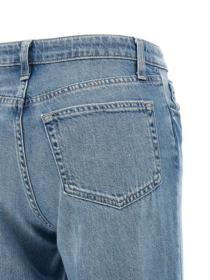 Jeans by L'Agence for women in denim cotton blue features an sartorial straight-leg & wide and long with a low rise cut for a sartorial finish.