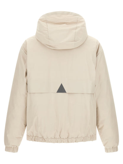 Hooded Puffer Jacket by Moncler Grenoble for men in nylon beige features an on trend silhouette, showcasing refined hooded, insulated & windproof and a sophisticated hooded neckline for a truly on trend finish.
