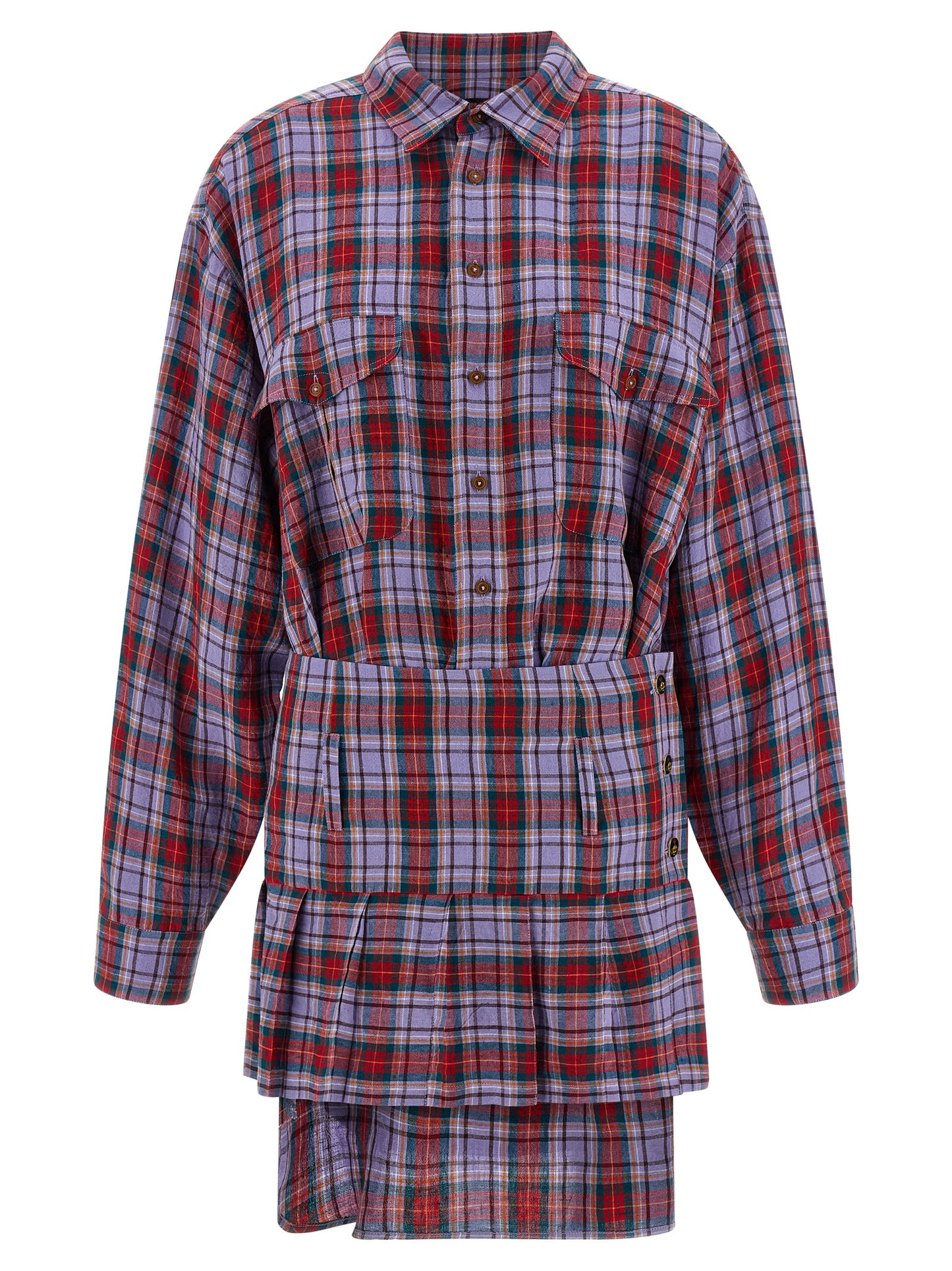 Vivienne Westwood Women's Long-Sleeve Linen Short Mini Dress - Multicolor Print
