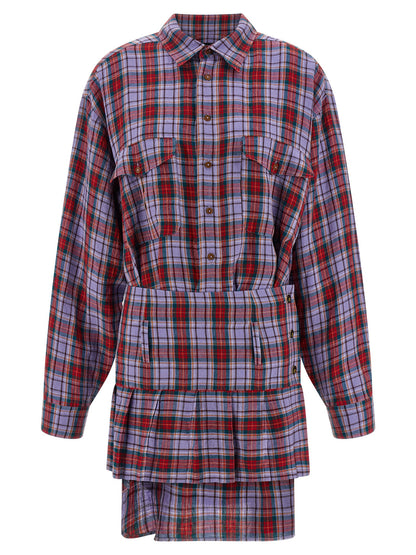 Vivienne Westwood Women's Long-Sleeve Linen Short Mini Dress - Multicolor Print