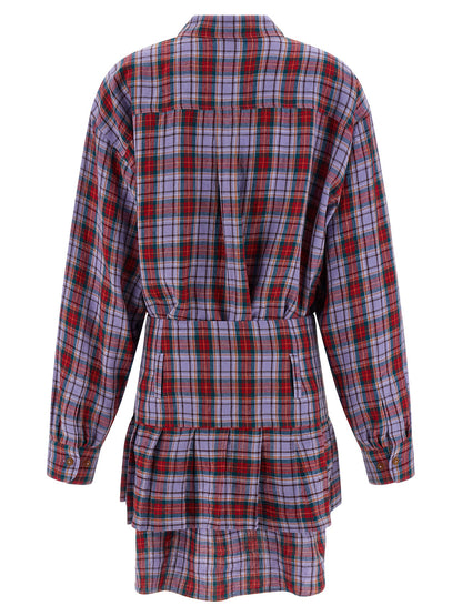 Vivienne Westwood Women's Long-Sleeve Linen Short Mini Dress - Multicolor Print