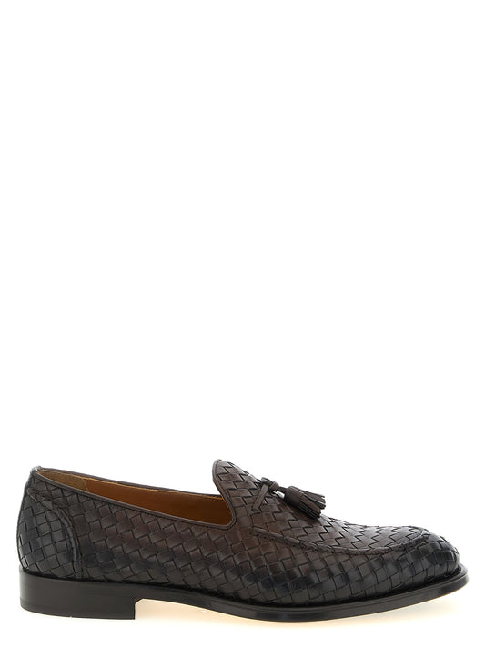 Loafer Slip-On Shoes by Doucal's for men in calfskin leather brown, cream & yellow features an dynamic silhouette from the Blake Men's Calfskin Leather Loafer Slip-On Shoes collection, defined by a dynamic almond toe style and for a dynamic look.