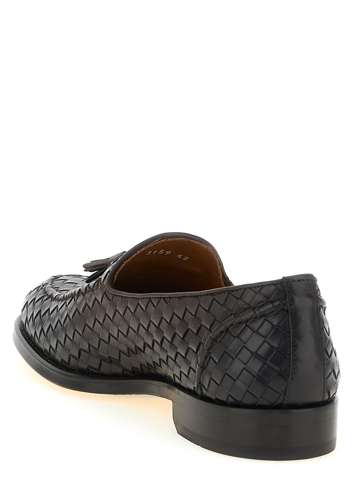 Loafer Slip-On Shoes by Doucal's for men in calfskin leather brown, cream & yellow features an ergonomic silhouette, perfectly showcasing Blake Men's Calfskin Leather Loafer Slip-On Shoes with its distinct and elegant almond toe style.
