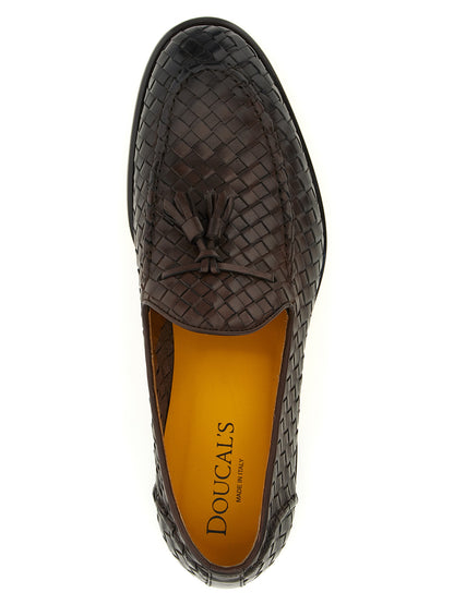 This Loafer Slip-On Shoes by Doucal's for men in calfskin leather brown, cream & yellow features an exquisite silhouette from the Blake Men's Calfskin Leather Loafer Slip-On Shoes collection, defined by a sophisticated and elegant almond toe style.