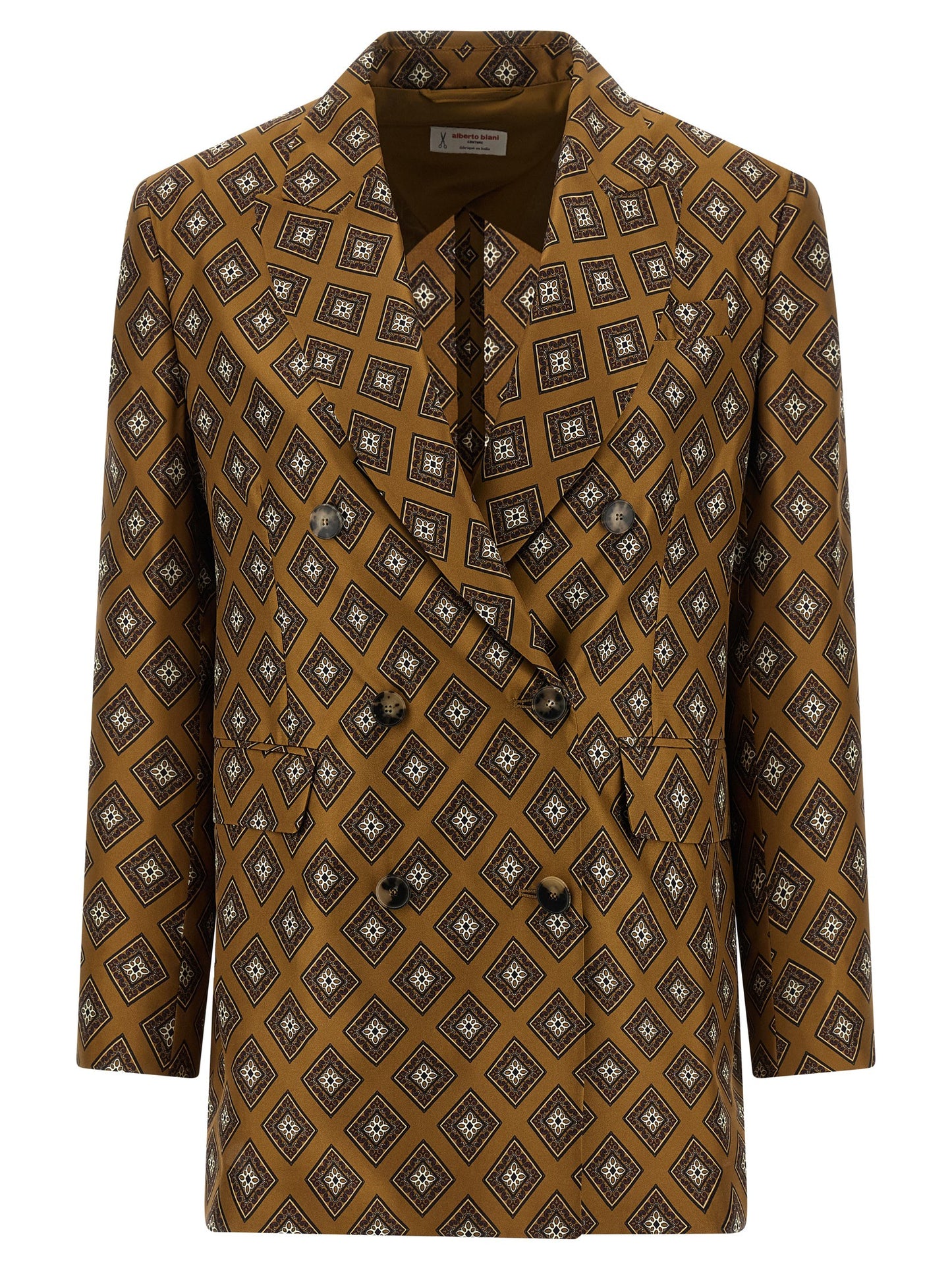 Blazer by Alberto Biani for women in silk brown & horn features an crisp silhouette with sophisticated and a crisp for a truly crisp finish.