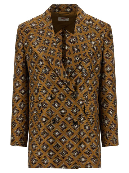 Blazer by Alberto Biani for women in silk brown & horn features an crisp silhouette with sophisticated and a crisp for a truly crisp finish.