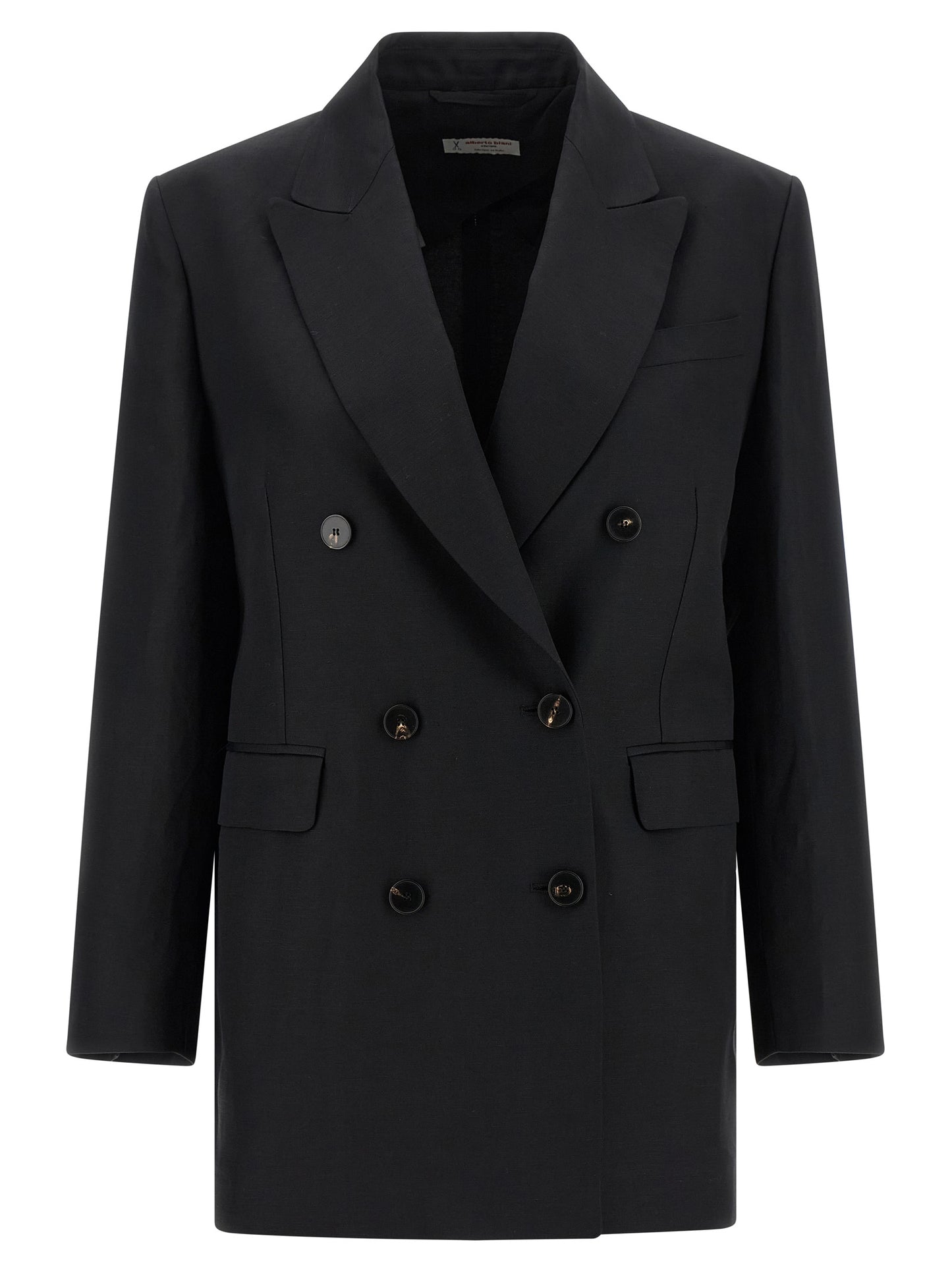 Blazer by Alberto Biani for women in linen & viscose black & horn features an crisp silhouette with sophisticated and a crisp for a truly crisp finish.