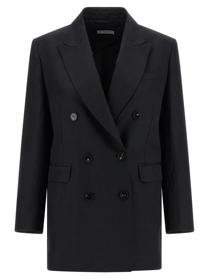 Blazer by Alberto Biani for women in linen & viscose black & horn features an crisp silhouette with sophisticated and a crisp for a truly crisp finish.