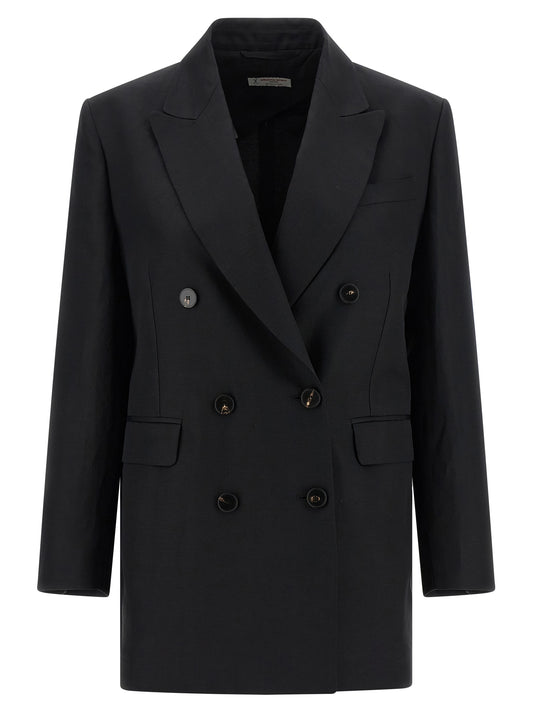 Blazer by Alberto Biani for women in linen & viscose black & horn features an crisp silhouette with sophisticated and a crisp for a truly crisp finish.