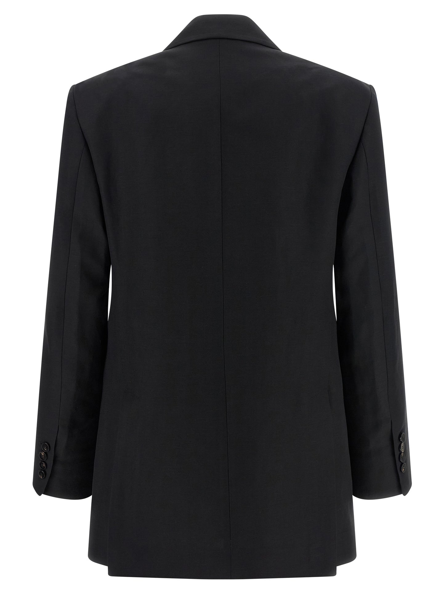 Blazer by Alberto Biani for women in linen & viscose black & horn showcases a polished silhouette, highlighted by a refined and polished for a sophisticated finish.