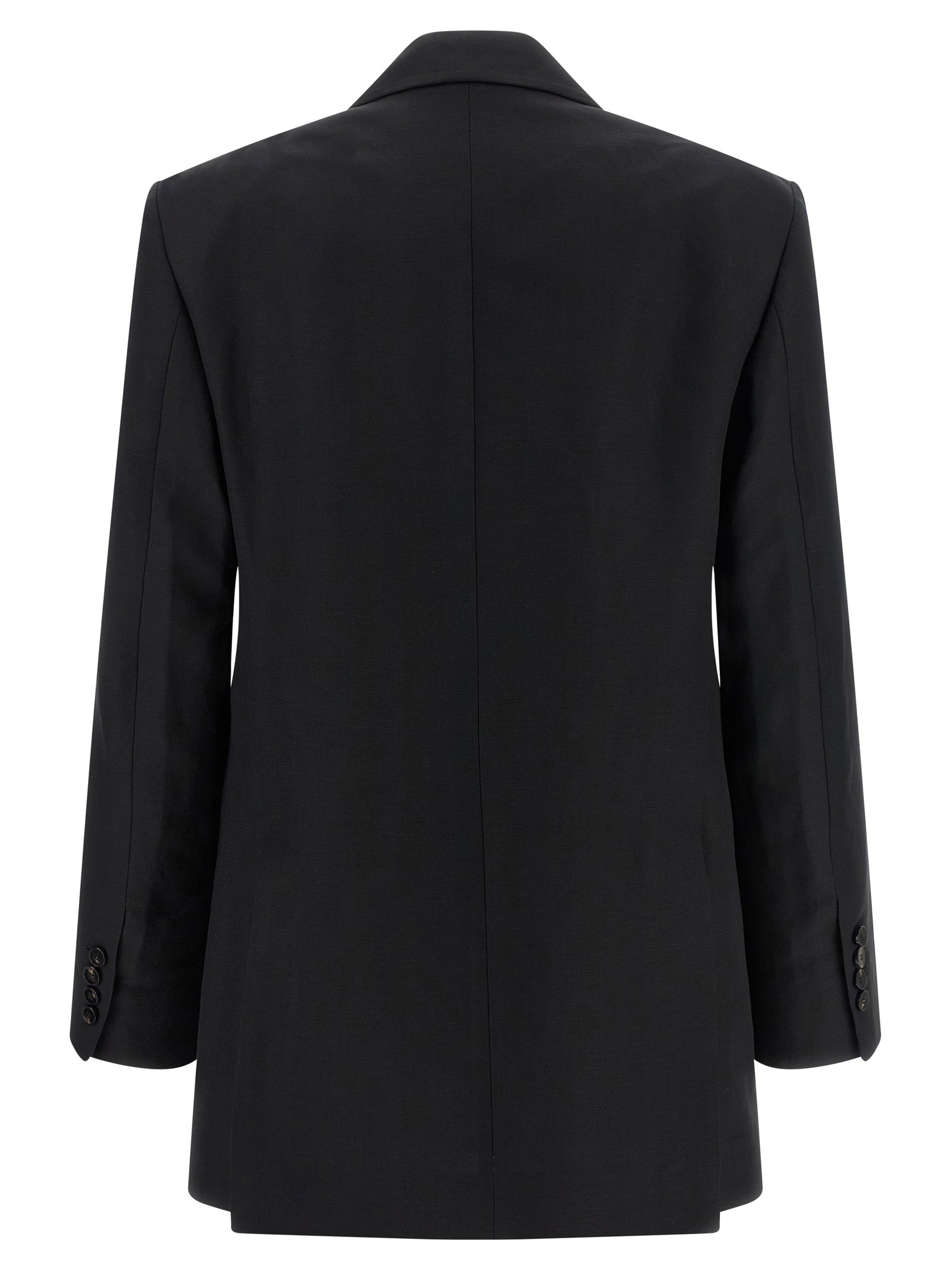 Blazer by Alberto Biani for women in linen & viscose black & horn showcases a polished silhouette, highlighted by a refined and polished for a sophisticated finish.