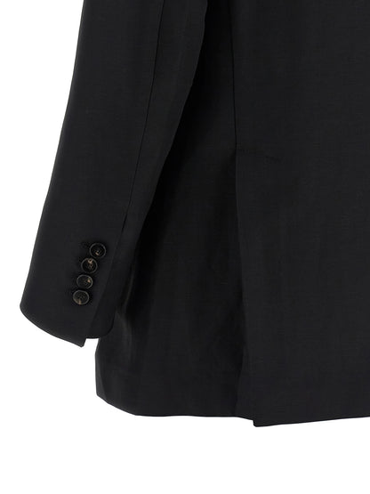 Blazer by Alberto Biani for women in linen & viscose black & horn features an stylish silhouette, showcasing a sophisticated and stylish for a truly stylish finish.