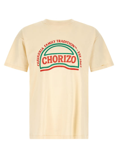 T-Shirt by WILLY CHAVARRIA for men in cotton beige & print features an edgy silhouette, meticulously detailed with a sophisticated short-sleeve and crew neckline for a truly edgy finish.