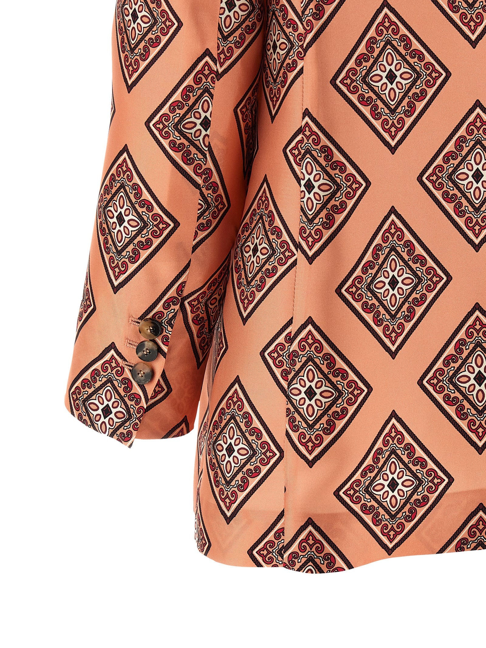 Blazer by Alberto Biani for women in silk horn, multicolor & pink features an sartorial silhouette, showcasing a sophisticated split neckline and sartorial for a truly sartorial finish.