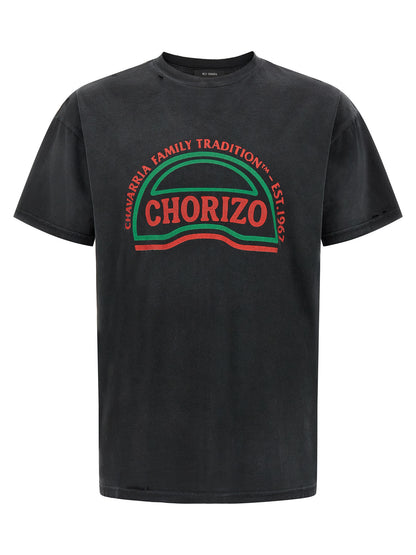 T-Shirt by WILLY CHAVARRIA for men in cotton black & print features a plush silhouette, showcasing a sophisticated crew neckline and short-sleeve for a truly plush finish.