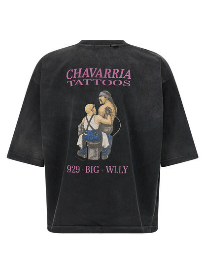 T-Shirt by WILLY CHAVARRIA for men in buffalo leather & cotton black & print features an on trend silhouette, perfectly showcasing a on trend and crew neckline for an elevated aesthetic.