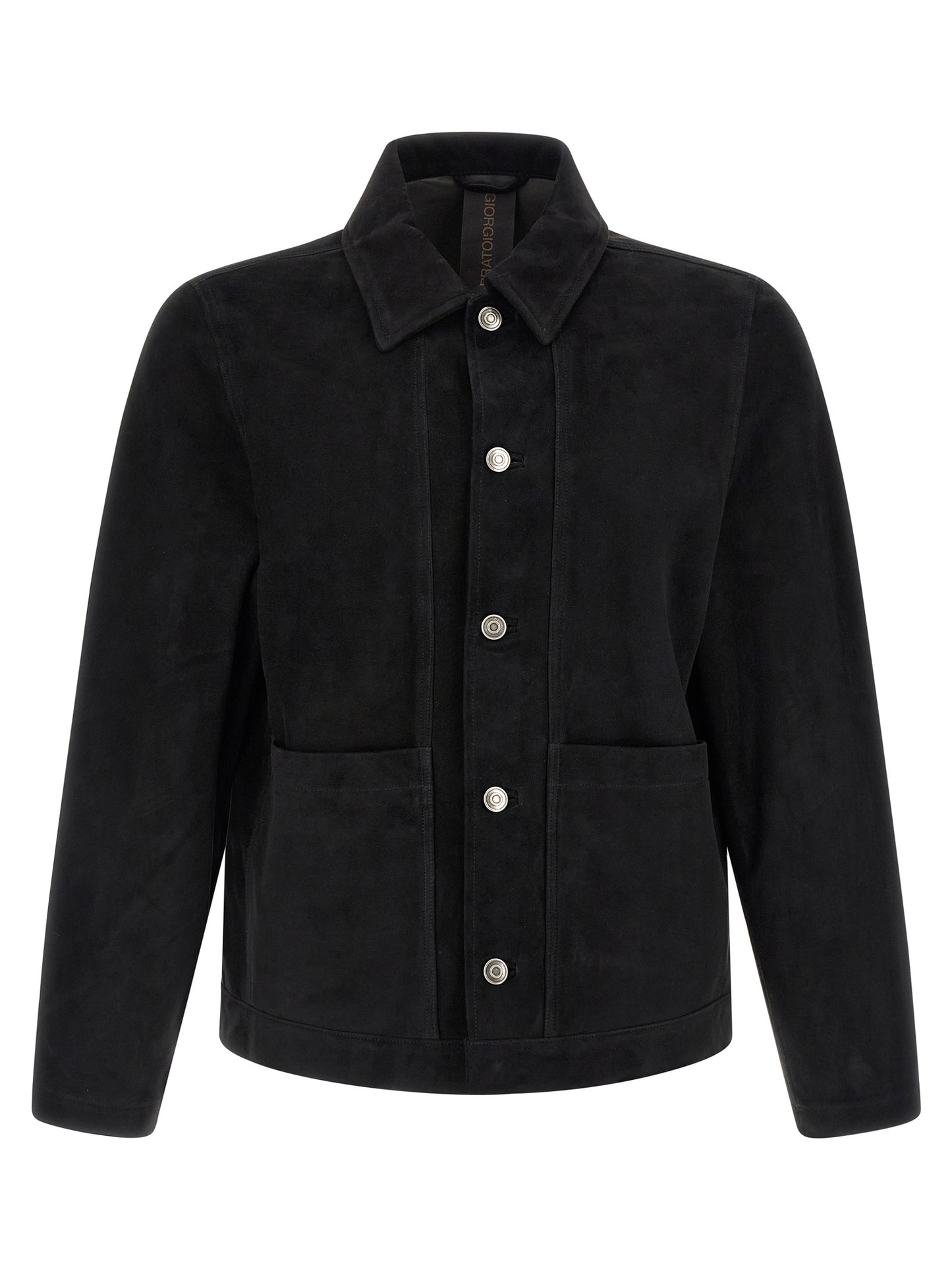 Jacket by GIORGIO BRATO for men in suede leather black presents a authentic silhouette, artfully detailed with a authentic shirt-collar neckline and functional for a premium authentic finish.