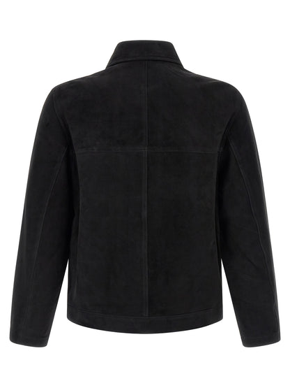 Jacket by GIORGIO BRATO for men in suede leather black presents a authentic silhouette, artfully detailed with a authentic shirt-collar neckline and functional for a premium authentic finish.