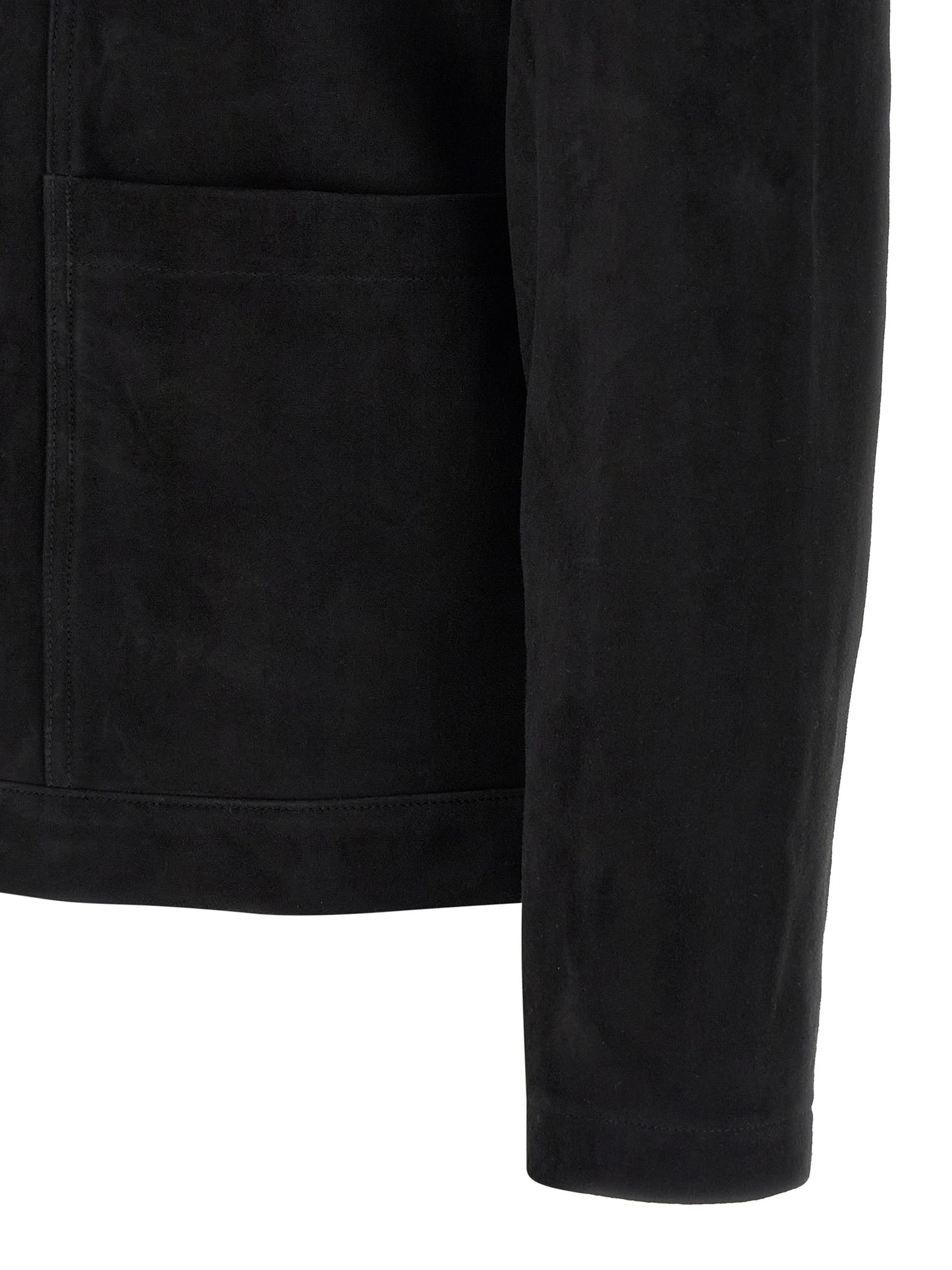 Jacket by GIORGIO BRATO for men in suede leather black presents a impeccable silhouette, showcasing distinct and a impeccable for a sophisticated finish.