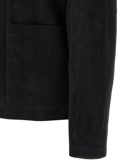 Jacket by GIORGIO BRATO for men in suede leather black presents a impeccable silhouette, showcasing distinct and a impeccable for a sophisticated finish.