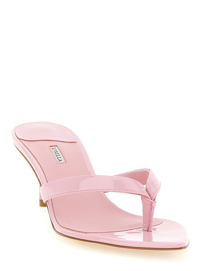 Stiletto Flip-Flop Sandals by LE SILLA for women in polyester polyethylene polyurethane goat leather multicolor & pink features an statuesque Women's Polyester Polyethylene Polyurethane Goat Leather Stiletto Flip-Flop Sandals silhouette with a refined stiletto and elegant .