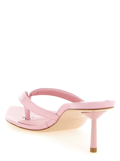 Stiletto Flip-Flop Sandals by LE SILLA for women in polyester polyethylene polyurethane goat leather multicolor & pink presents a sculptural silhouette, showcasing the Women's Polyester Polyethylene Polyurethane Goat Leather Stiletto Flip-Flop Sandals design with a sculptural stiletto and for a premium look.