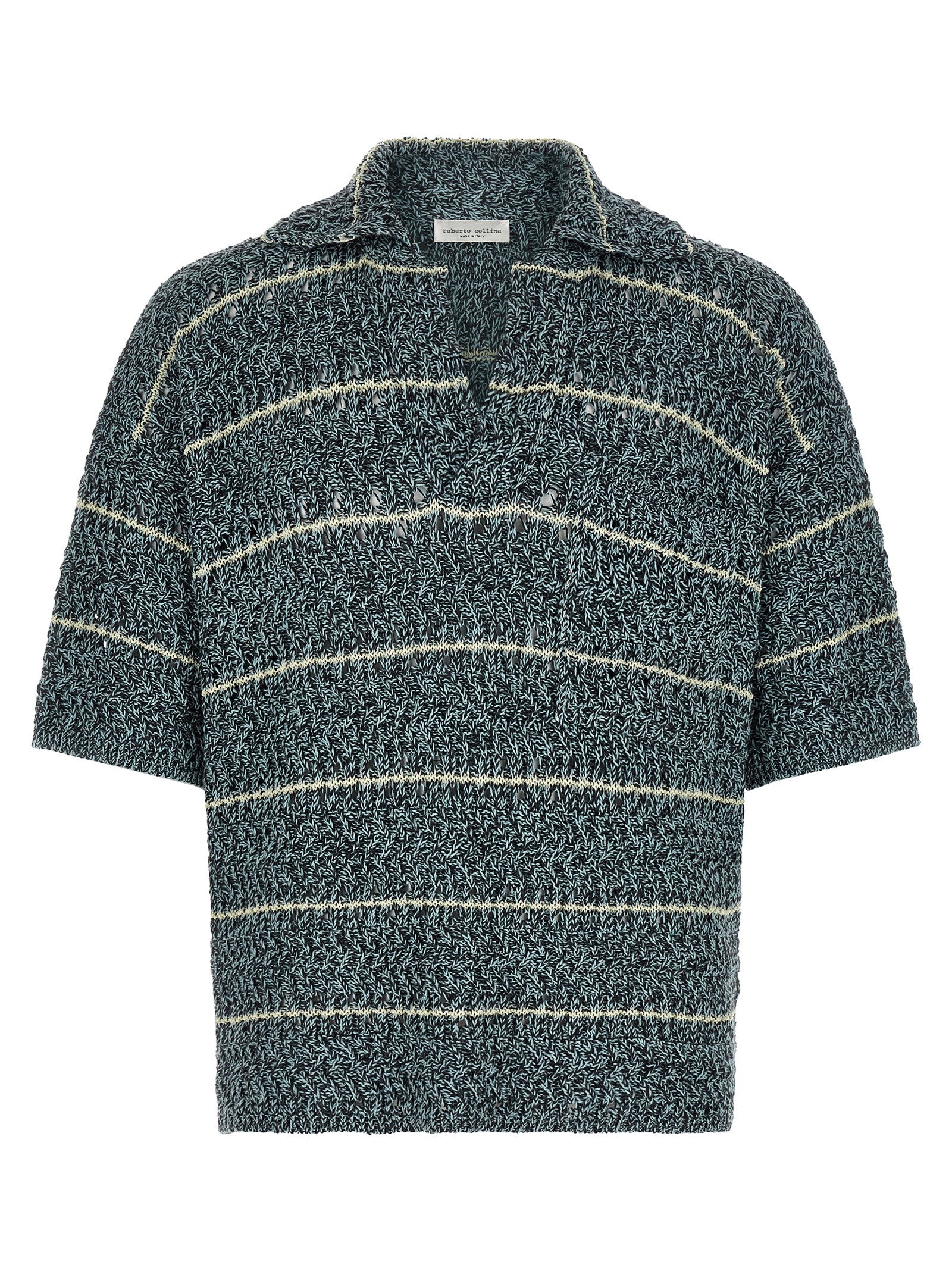 Polo Shirt by Roberto Collina for men in polyamide cotton mesh multicolor features a eye catching silhouette, showcasing a refined v-neck neckline and for a eye catching finish.