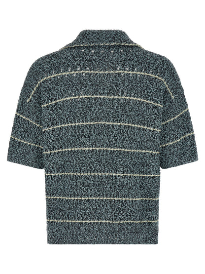 Polo Shirt by Roberto Collina for men in polyamide cotton mesh multicolor presents a sleek silhouette, featuring a refined v-neck neckline and for a sleek finish.