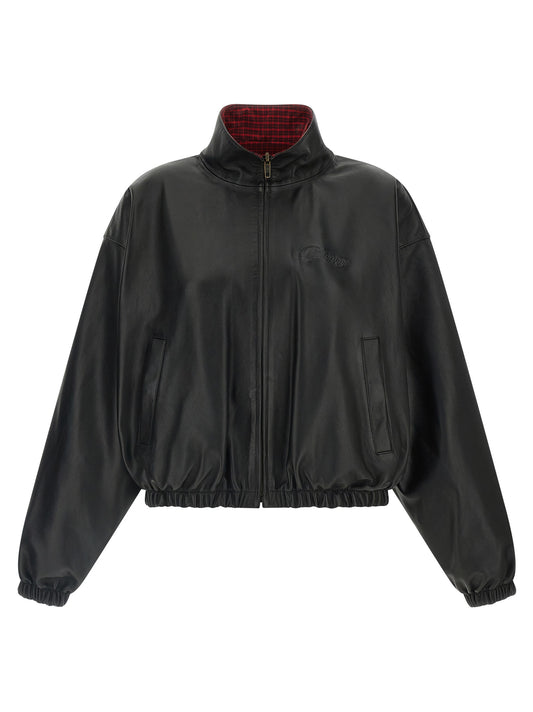 Jacket by Balenciaga for women in lamb leather & wool black showcases a enveloping silhouette, artfully detailed with a enveloping high-neck neckline and premium pockets for a truly enveloping finish.