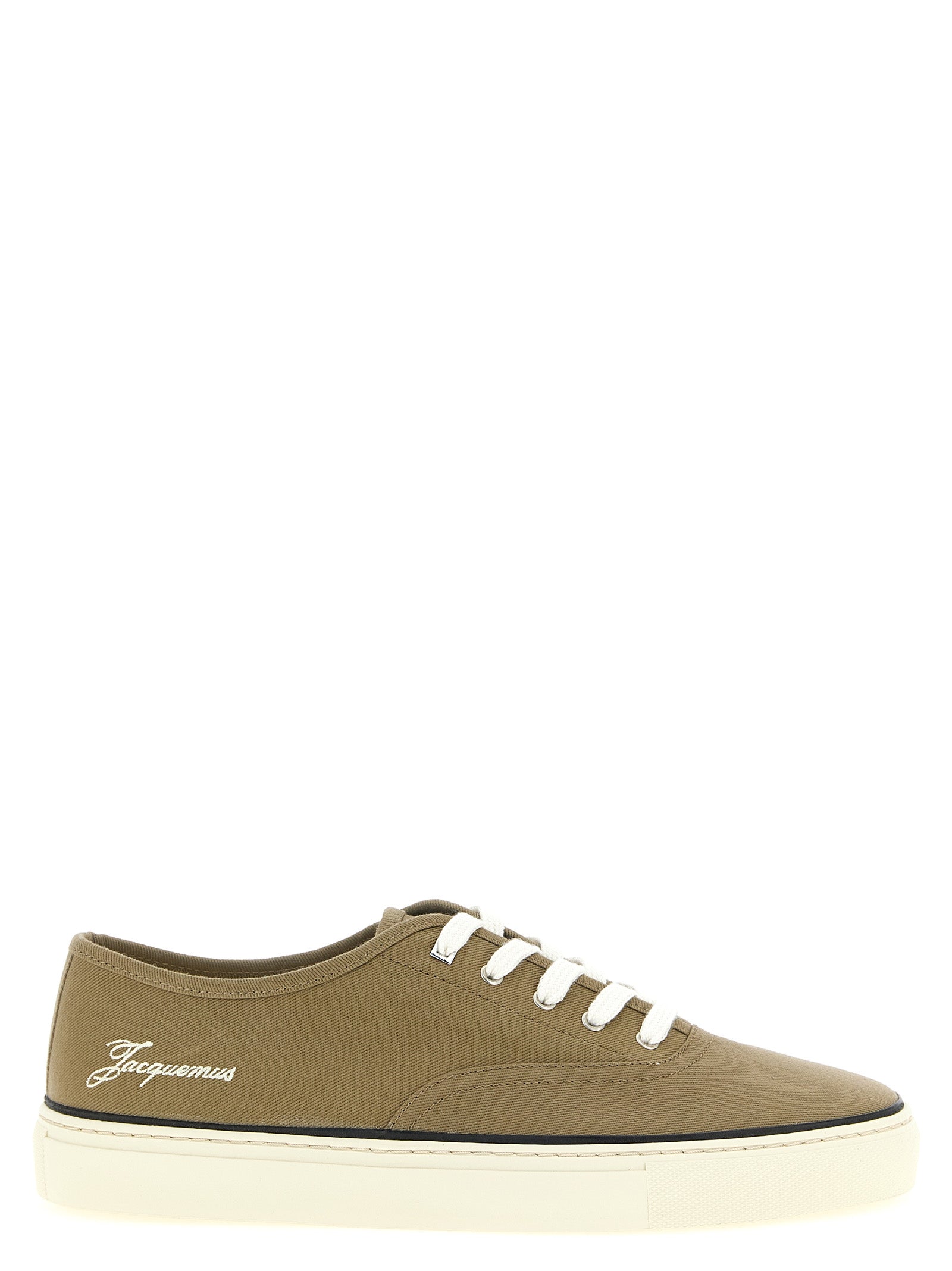 Sneakers by Jacquemus for men in cotton canvas bicolour & green presents a impeccable silhouette as Men's Low Top Cotton Canvas Sneakers, expertly defined by a impeccable low-top style for a impeccable, high-fashion look.