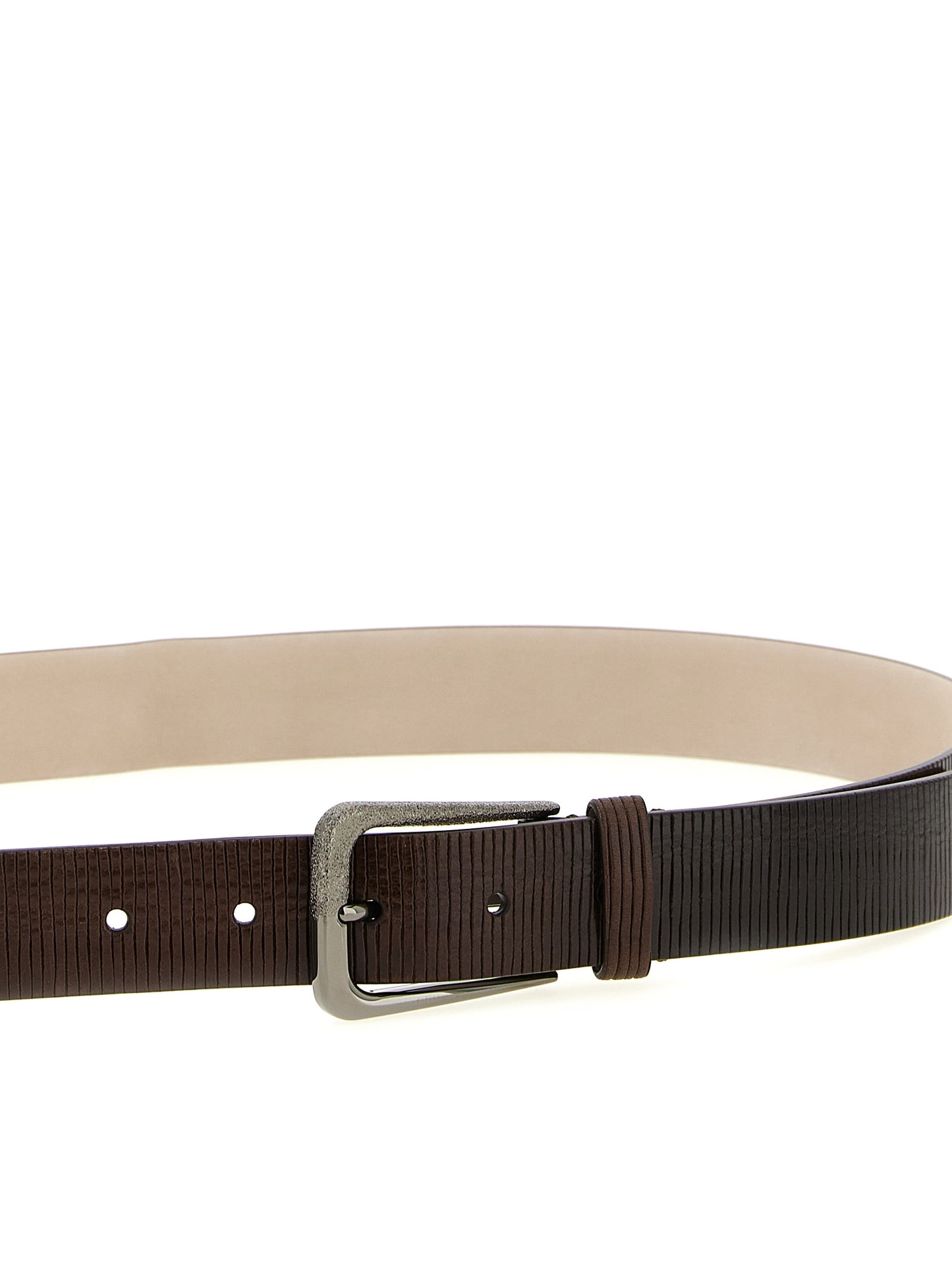 Belt by Brunello Cucinelli for women in leather & metal brown features an artisanal silhouette, showcasing the artisanal craftsmanship of the Leather & Metal Belt collection for a artisanal finish.