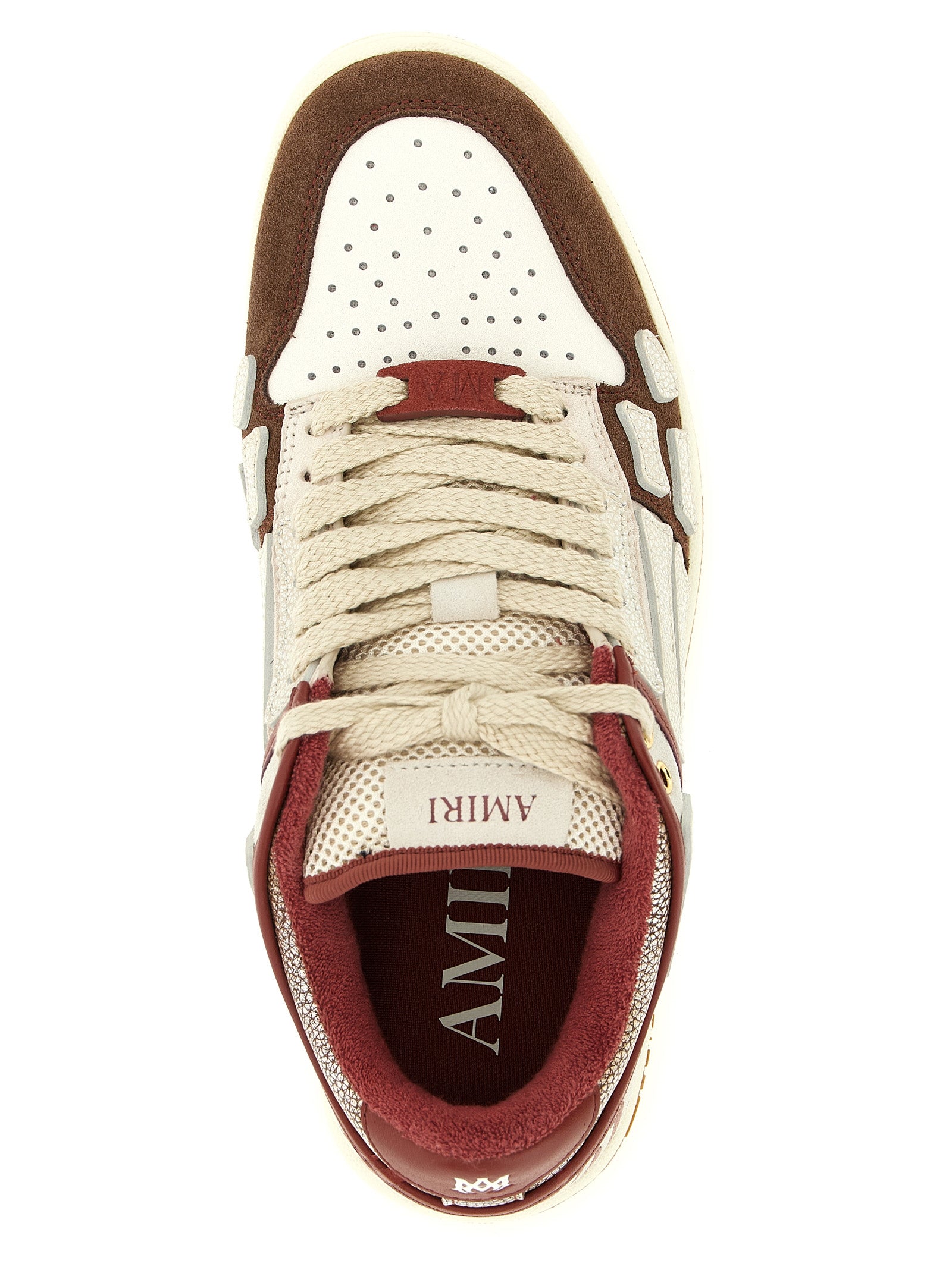 Sneakers by Amiri for men in suede leather multicolor features a chic design, perfectly showcasing the chic low-top style of this Men's Low Top Suede Leather Sneakers.