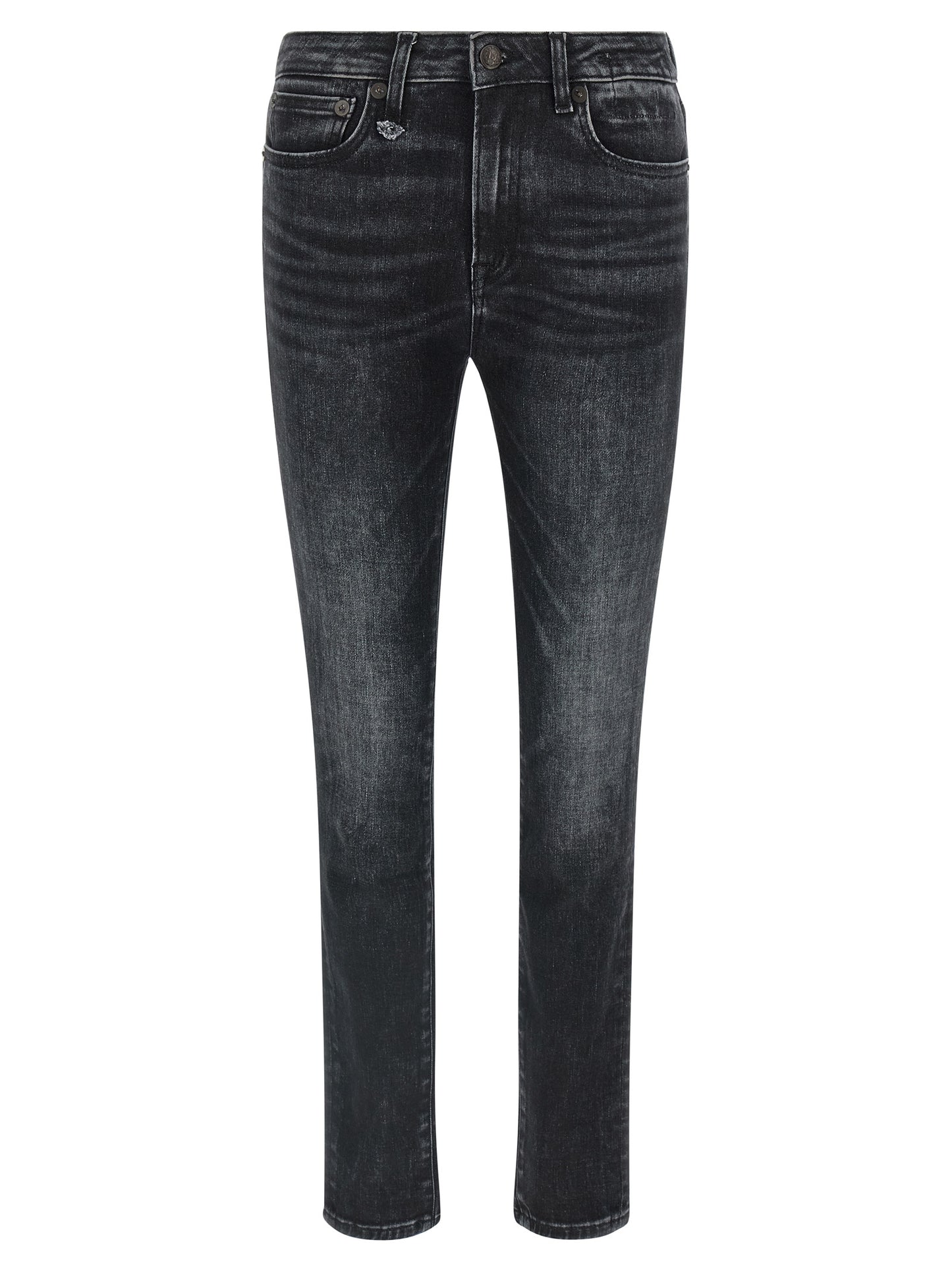 Jeans by R13 for women in stretch denim cotton black & signature features an sartorial and long with a cut for a sartorial finish.