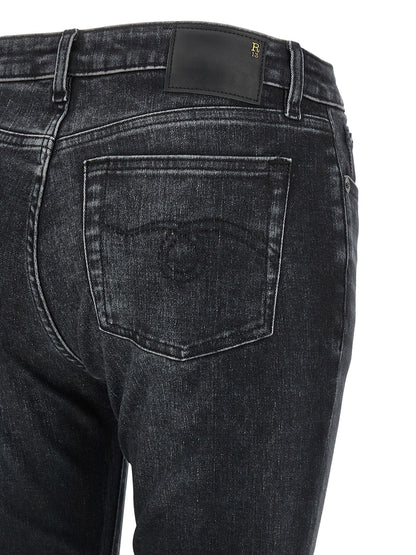 Jeans by R13 for women in stretch denim cotton black & signature features a polished silhouette with a polished , reaching a polished long and finished with a polished .