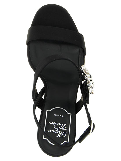 Stiletto Sandals by Roger Vivier for women in viscose silk satin & crystal black features an architectural design from the Women's Viscose Silk Satin & Crystal Stiletto Sandals collection, defined by a architectural stiletto and for a architectural finish.