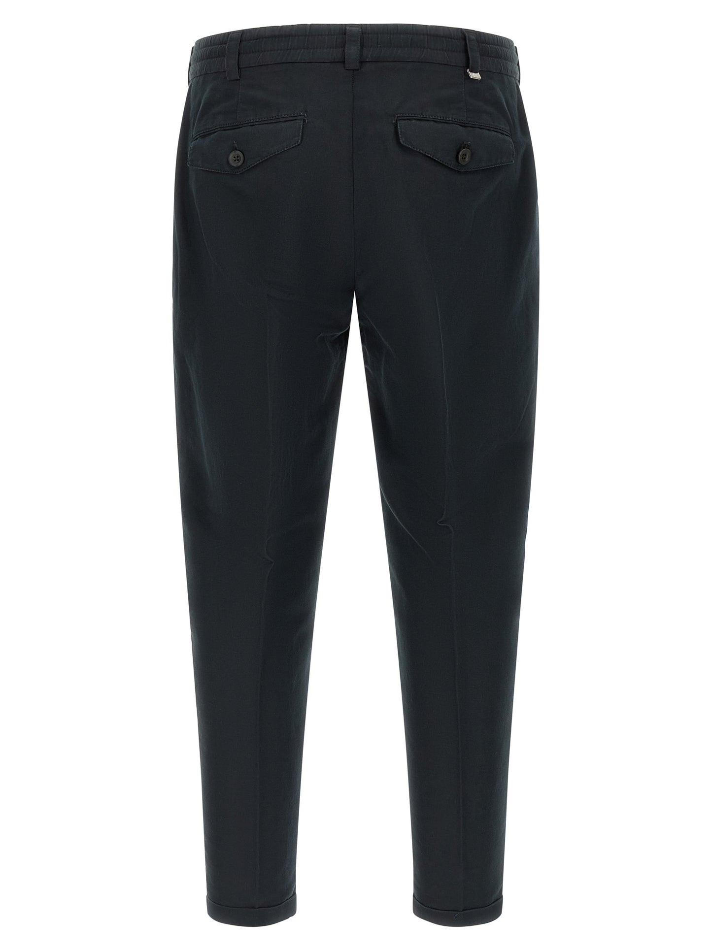 Trousers by PT Torino for men in linen & cotton black presents a perennial silhouette, meticulously tailored with a cut, long finish, and an elegant low rise.