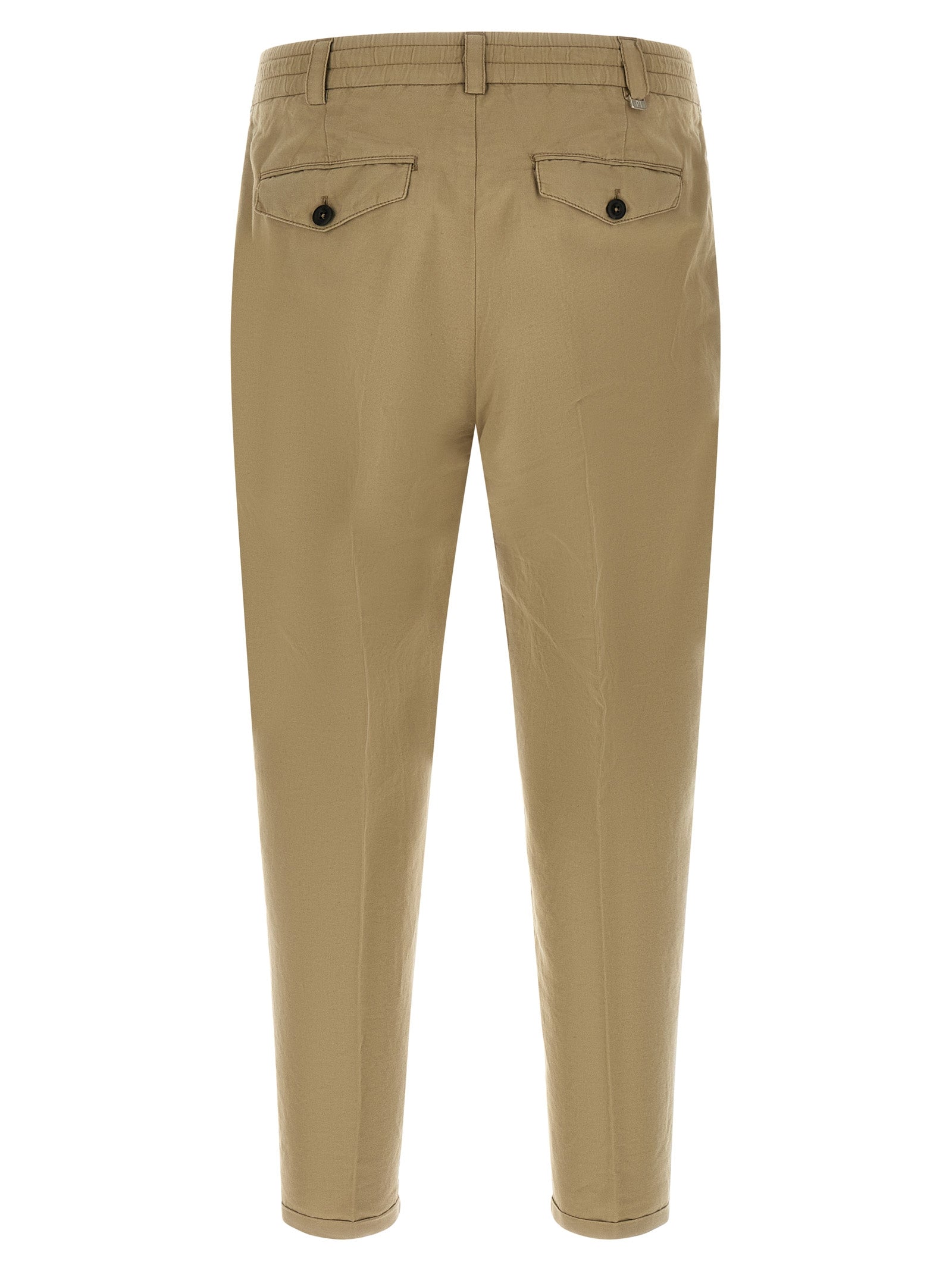 Trousers by PT Torino for men in linen & cotton beige features a sculptural silhouette, showcasing a sculptural and long with a sophisticated low rise for a sculptural finish.