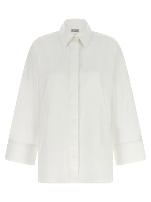 Blouse by Alberto Biani for women in cotton white features an architectural silhouette with a refined and elegant for a architectural look.