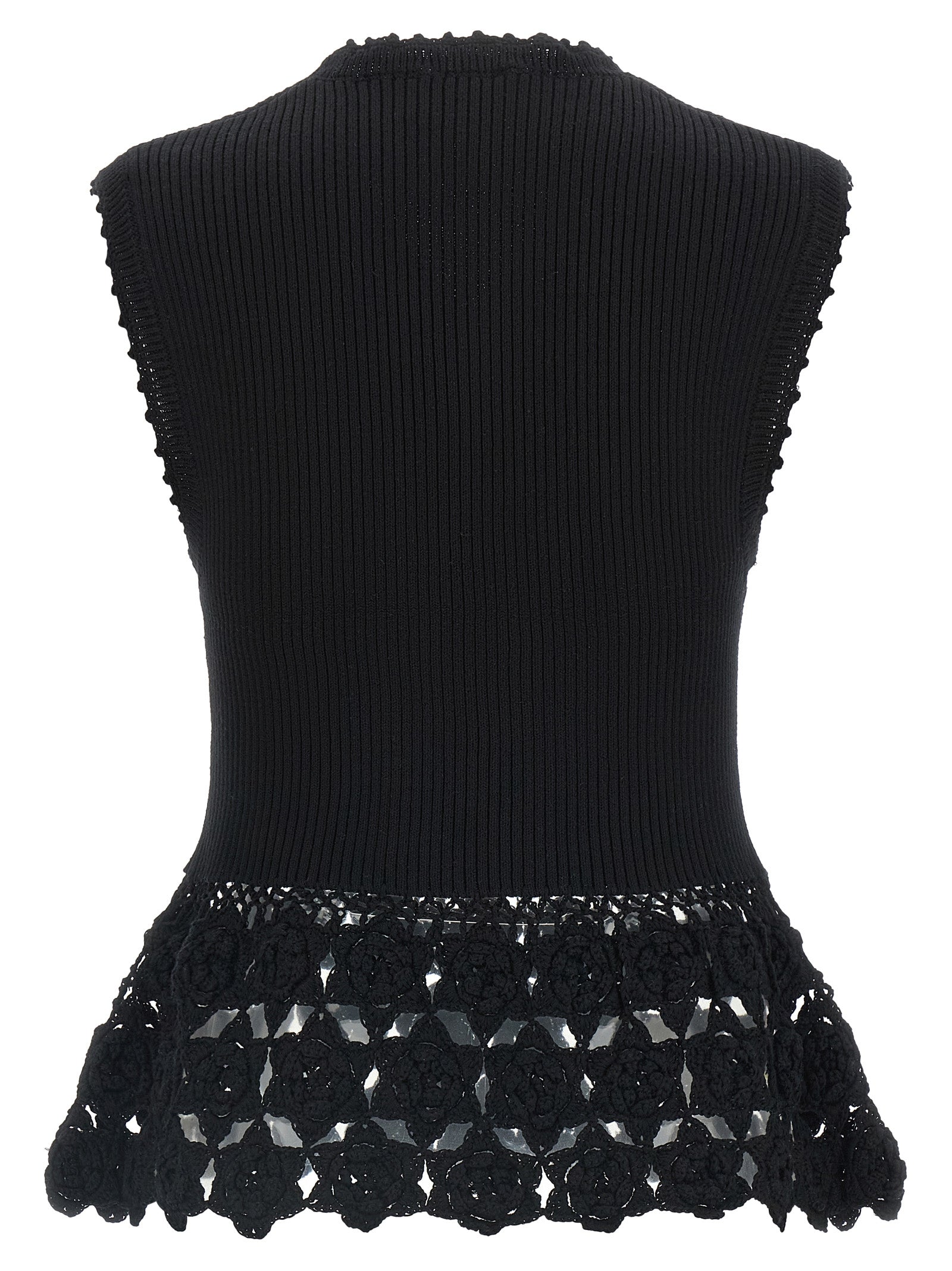 Vest by Ganni for women in organic cotton & polyamide black features an on trend silhouette, showcasing a sophisticated v-neck neckline and premium for a truly on trend finish.
