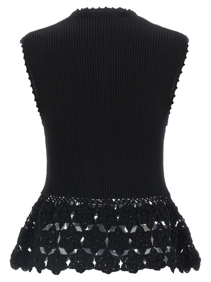 Vest by Ganni for women in organic cotton & polyamide black features an on trend silhouette, showcasing a sophisticated v-neck neckline and premium for a truly on trend finish.